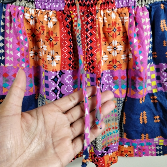 C & C California Boho Hippie Bohemian electric Waist casual mini Skirt - Picture 4 of 6